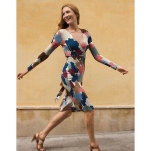 Boden Elena Fixed Wrap Abstract Print Jersey Dress 10